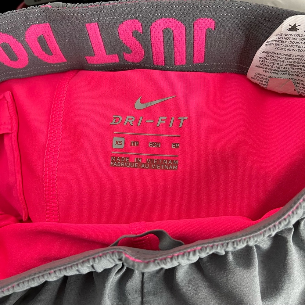 Nike Dri Fit 2-1 Running Shorts Gray Hot Pink Athletic - Picture 5 of 6